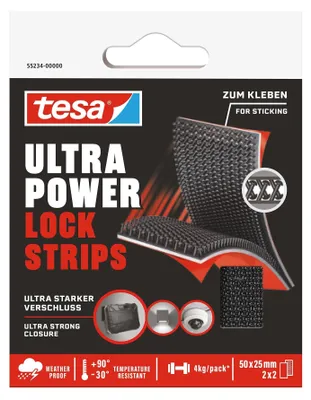 Image de Velcro adhésif, double face, 25 x 50 mm, TESA "Ultra Power Lock"