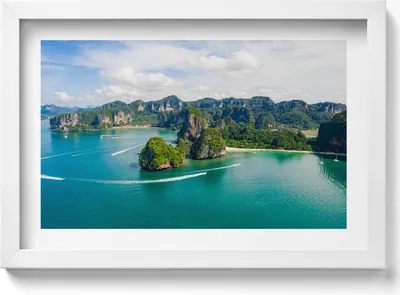 Produktbild von Insel in Thailand– Wandbild mit Rahmen – Gerahmtes Bild  – Wanddekoration – 30x20 cm –  Weiß Rahmen