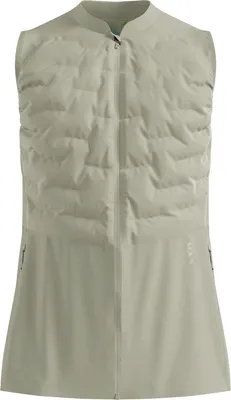 Beige Odlo Zeroweight Insulator Laufweste mit Stehkragen und Reißverschluss vorne