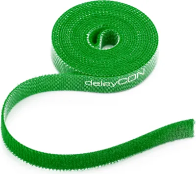 Produktbild von deleyCON 2m Klett Kabelbinder Klettband Klettbandrolle 10mm Breit Grün