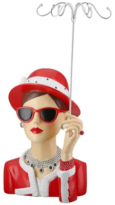 Productafbeelding van GILDE Figur, sieradenstandaard voor dames, Chloe, rood, zilverkleurig, hoogte 39,5 cm, artikelnummer 60767