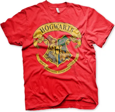 Obrázok produktu pre Harry Potter - Tričko s erbom Bradavíc - stredné - červené