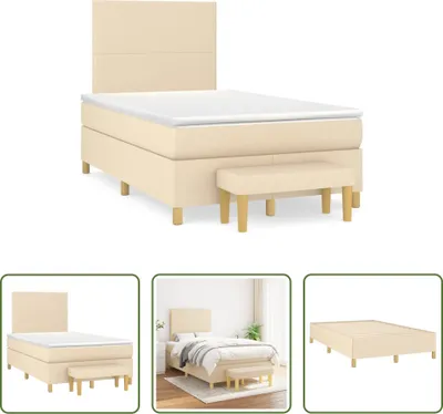 Produktbild von The Living Store Boxspringbett mit Matratze Creme 120x190 cm Stoff