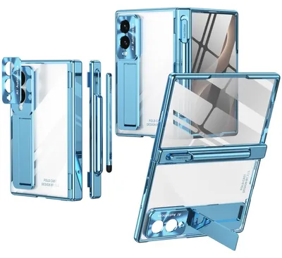 Produktbild von Hülle für Samsung Galaxy Z Fold 8 Magnetscharnier, Ständer, Stifthalter, Schutzhülle mit Linsenfolie, Bildschirmfolie Blau