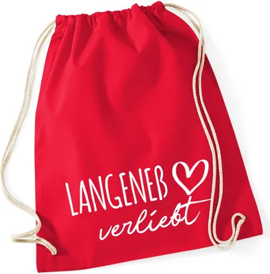 Produktbild von Huuraa Turnbeutel Langeneß verliebt 12 Liter Classic Red Baumwolle Rucksack Geschenkidee