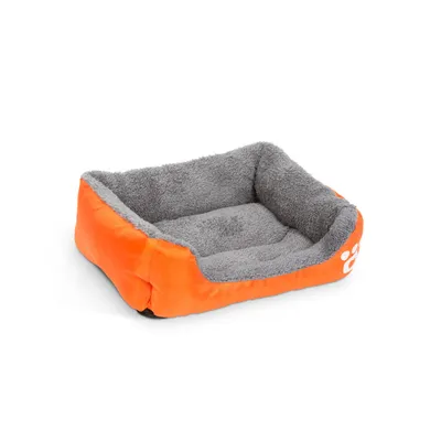 Immagine prodotto di Letto per cani arancione taglia S (42x32cm) - Confortevole, impermeabile, con zampa, lavabile - Ideale per cuccioli e razze di piccola taglia