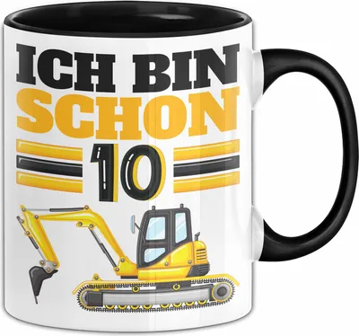 Produktbild von 10. Geburtstag Geschenk Tasse Becher Jungs Bagger Ich Bin Schon 10 (Schwarz)