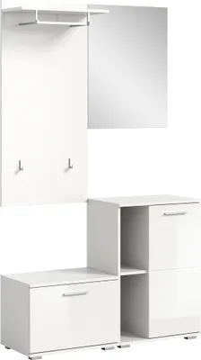 Produktbild von Prego Garderobenmöbel Set 4 Teile Hochglanz weiß, weiß.