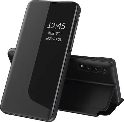 Image de Etui pour Huawei P20 Pro, Smart View Window Flip StandPolyuréthaneLeather Protective Case for Huawei P20 Pro black