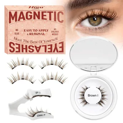 Productafbeelding van Magnetische wimpers, natuurlijke look, met applicator, zonder lijm, herbruikbaar, kleur: bruin (I)