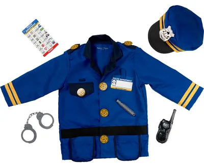 Produktbild von Melissa & Doug Polizei Rollenspielkostüm, Maskenkostüm, Kind, Uni, Uniform, Polizei, Blau, Gelb