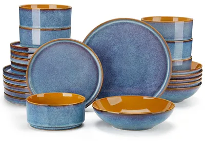 Produktbild von Serviesset für 6 Personen, 24-teilig, aus Keramik, blau