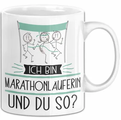 Produktbild von Marathonläuferin Tasse Geschenk Ich Bin Marathonläuferin Und Du So Geschenkidee Lustiger Spruch Becher (Weiß)