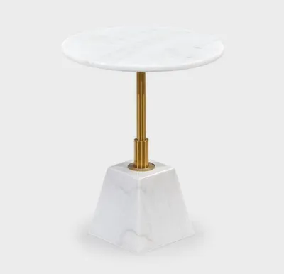 Image de Or-blanc table d'appoint élégant salon en marbre tables rondes
