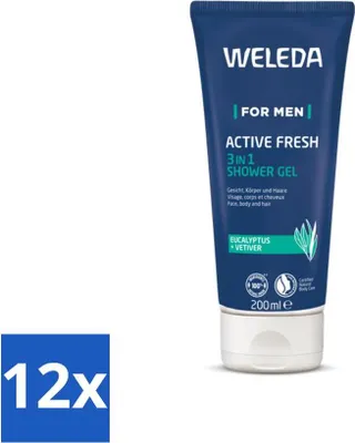 Produktbild von WELEDA - 3-in-1 Aktiv Frische Männer Duschgel - 200 ml - Vorteilspack - 12 Stücke