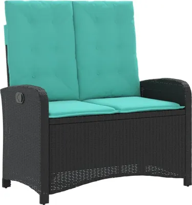 Produktbild von vidaXL Gartenbank Verstellbar mit Kissen Schwarz Poly Rattan