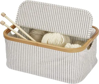 Productafbeelding van Opvouwbare naaimand - Opbergdoos hobby - Hobby Benodigdheden Opslag - Ruimtebesparend ontwerp - 38 x 26 x 16 cm - Grijs