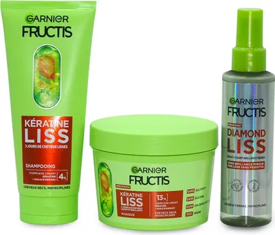 Produktbild von Garnier Fructis Keratin Liss Set - Glättungsshampoo, Maske & Haarspray