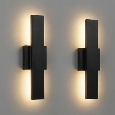 Produktbild von 40cm Moderne Wandleuchte Außen 3000K Warmweiß IP65 Wasserdicht Outdoor Wandlampe für Garten Veranda Garage Patio Hof, 2 Stück