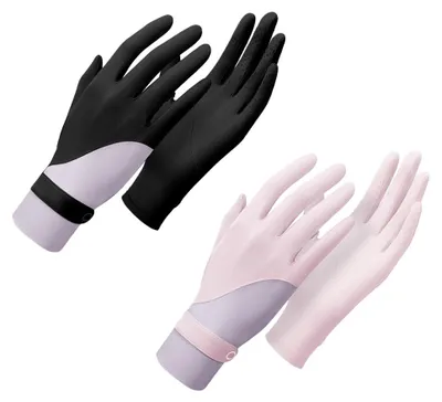 Produktbild von Paar sommerliche Eisseiden-Sonnenschutzhandschuhe, Damen-Outdoor-Handschuhe mit rutschfester Muschelform, zweifarbige Nähte