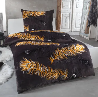 Produktbild von Malika Mikrofaser-Cashmere-Touch-Bettwäsche 2-teilig, 135 × 200 + 80 × 80 cm, Grau Federmuster