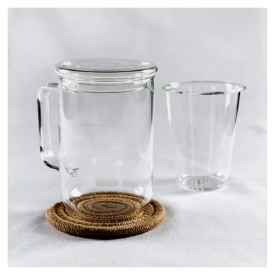 Produktbild von Teeglas mit Sieb und Deckel | 400 ml | plastikfrei verpackt | Teetasse aus Borosilikatglas | hitzebeständig | geschmacksneutral