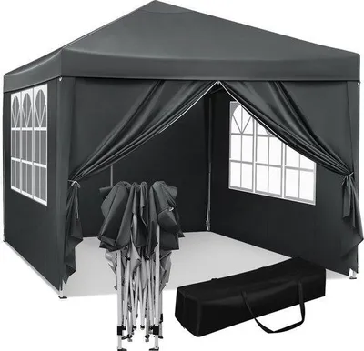 Produktbild von Famanu Partytent Faltbar - Wasserdicht - UV-beständig - 3x3m - Grau
