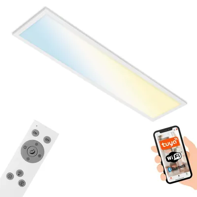 Productafbeelding van BRILONER PIATTO S LED-paneel, slim, met afstandsbediening, spraakbesturing, dimbaar, wit, 100 x 25 x 6,6 cm
