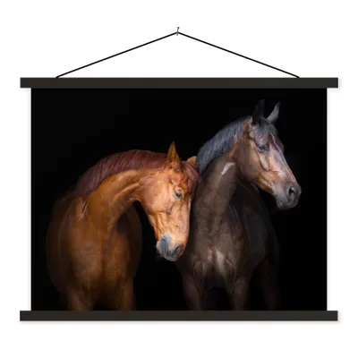 Produktbild von MuchoWow® Textilposter Pferde - Tiere - Porträt - Braun 60x45 cm mit schwarzem Rahmen - Poster Schlafzimmer
