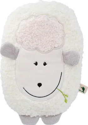 Produktbild von HUGO FROSCH Wärmflasche Lamm Flauschbezug mit Klettverschluss 0,8 Liter weiß
