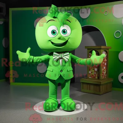 Produktbild von Maskottchenkostüm REDBROKOLY Grüner Tellerspinner mit Spielanzug und Fliege