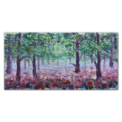 Produktbild von Coloray - Bild aus Glas - Glasbilder - 100 x 50 cm - Gehärtetes Glas Glasblock mit Bild Küche Wohnzimmer Wanddekoration Dekoration - Waldblumen Mohnblumen