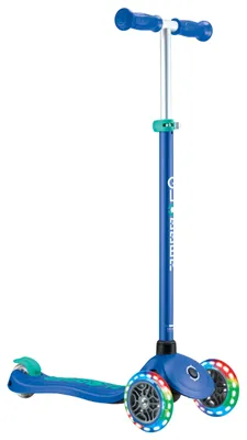 Kinderroller 3-Rad LED-Leuchträder klappbar höhenverstellbar Blau