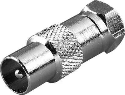 Produktbild von ViVanco™Kurzer Koaxial-Buchse-auf-F-Buchse-Adapter - Silber, F-Typ, F-Typ, Männlich, Männlich, Silber, Metall
