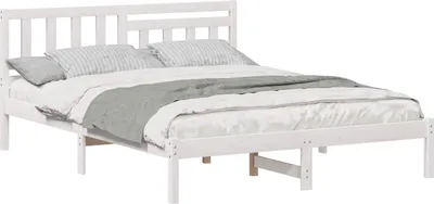 Obrázok produktu pre vidaXL Rám postele s čelom biely 150 x 200 cm z masívneho borovicového dreva