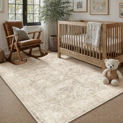 Zdjęcie produktu dla Vintage beżowy dywan 120x170 cm - Można prać i antypoślizgowy do salonu i sypialni