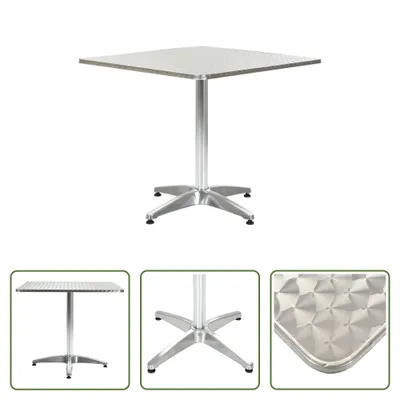 Obrázek produktu pro The Living Store zahradní stůl stříbrný 80x80x70 cm hliník