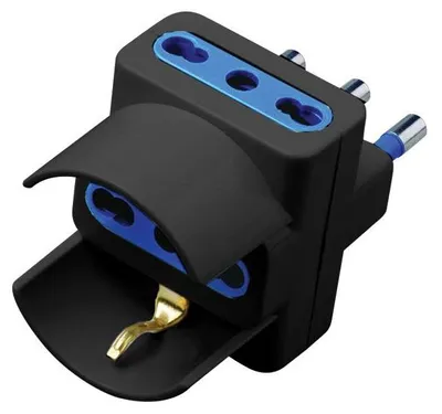 Produktbild von Alcapower 3-fach Adapter 16A Schwarz, 2 x 10/16A Bipasso und 1 x Schuko-Steckdose, Max. 250V, Leistung bis 1500W