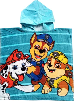 Produktbild von Paw Patrol - Badeponcho für Jungen Handtuch Kinder Badetuch mit Kapuze 100% Baumwolle 50 x 100 cm Blau