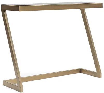 Produktbild von Eleganter Konsolentisch mit goldfarbenem Metallrahmen und Glasplatte