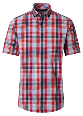 Produktbild von Redmond XXL Kurzarmhemd rot-blau-weiß kariert