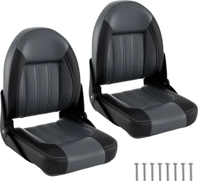 Immagine prodotto di COSTWAY sedile da barca con schienale alto, set di 2, sedia da barca pieghevole con imbottitura in schiuma spessa 7 cm, sedia da timone imbottita per barche, nero
