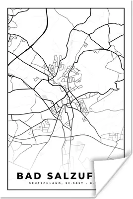 Produktbild von MuchoWow® Poster Karte - Bad Salzuflen - Karte - Stadtplan 60x90 cm - Wanddekoration