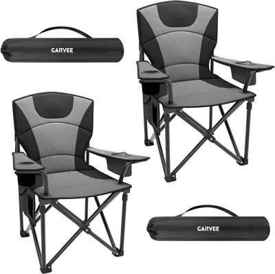 Produktbild von Campingstuhl für 2 Personen - Klappbarer Doppelsitz - Belastbar bis 200 kg - Extra breit 64 cm - Hohe Rückenlehne mit Polsterung - Grau