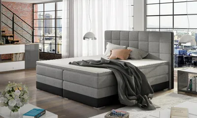 Obrázek produktu pro Boxspringová postel s úložným prostorem 160x200 NORELLO - šedá / černá