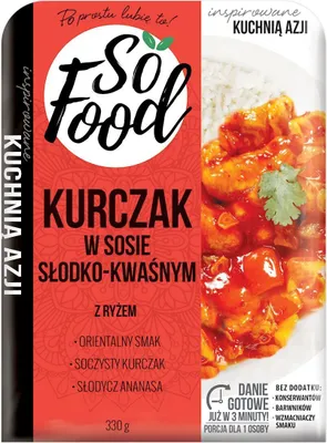 Zdjęcie produktu dla So Food Kurczak W Sosie Słodko-Kwaśnym Z Ryżem 330 G
