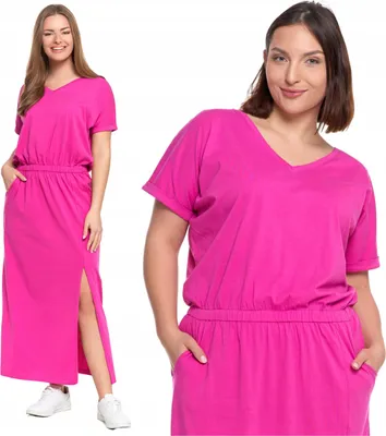 Produktbild von DAMEN MAXIKLEID mit Schlitz Langes glattes Sommerkleid MORAJ M
