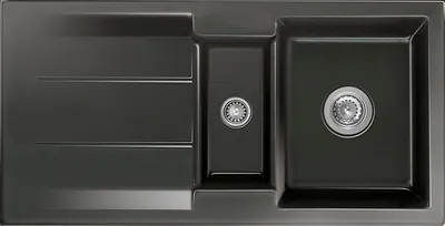 Produktbild von Spüle KeraDomo GENEA 100 F in NERO mit Handbetätigung / Einbauspüle / Flächenbündig