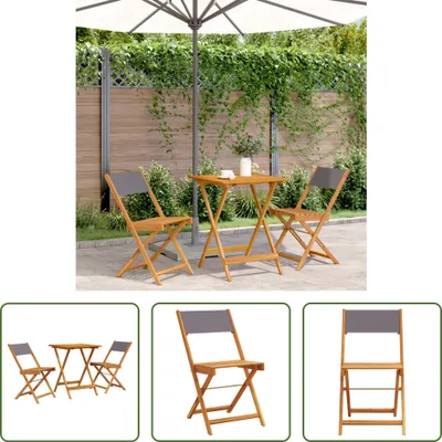 Produktbild von The Living Store 3-tlg. Bistro-Set Anthrazit Stoff und Massivholz