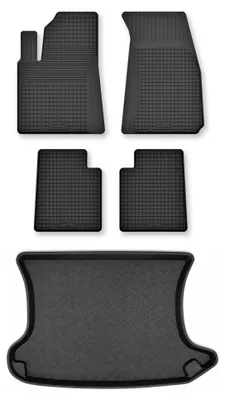 Productafbeelding van Rubberen automatten + kofferbakmat voor Mitsubishi Space Star 1999-2005 – 5-delig, zwart, op maat – Wielganizator Semi-Universal